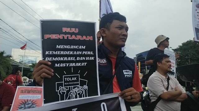 Aksi solidaritas terhadap penolakan terhadap RUU penyiaran beberapa waktu lalu.