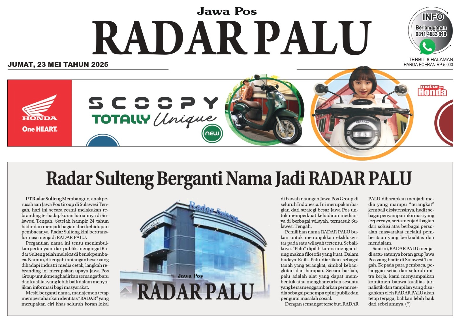 Koran Radar Palu beralamat di sekitar Jalan Yos Sudarso, Kota Palu.