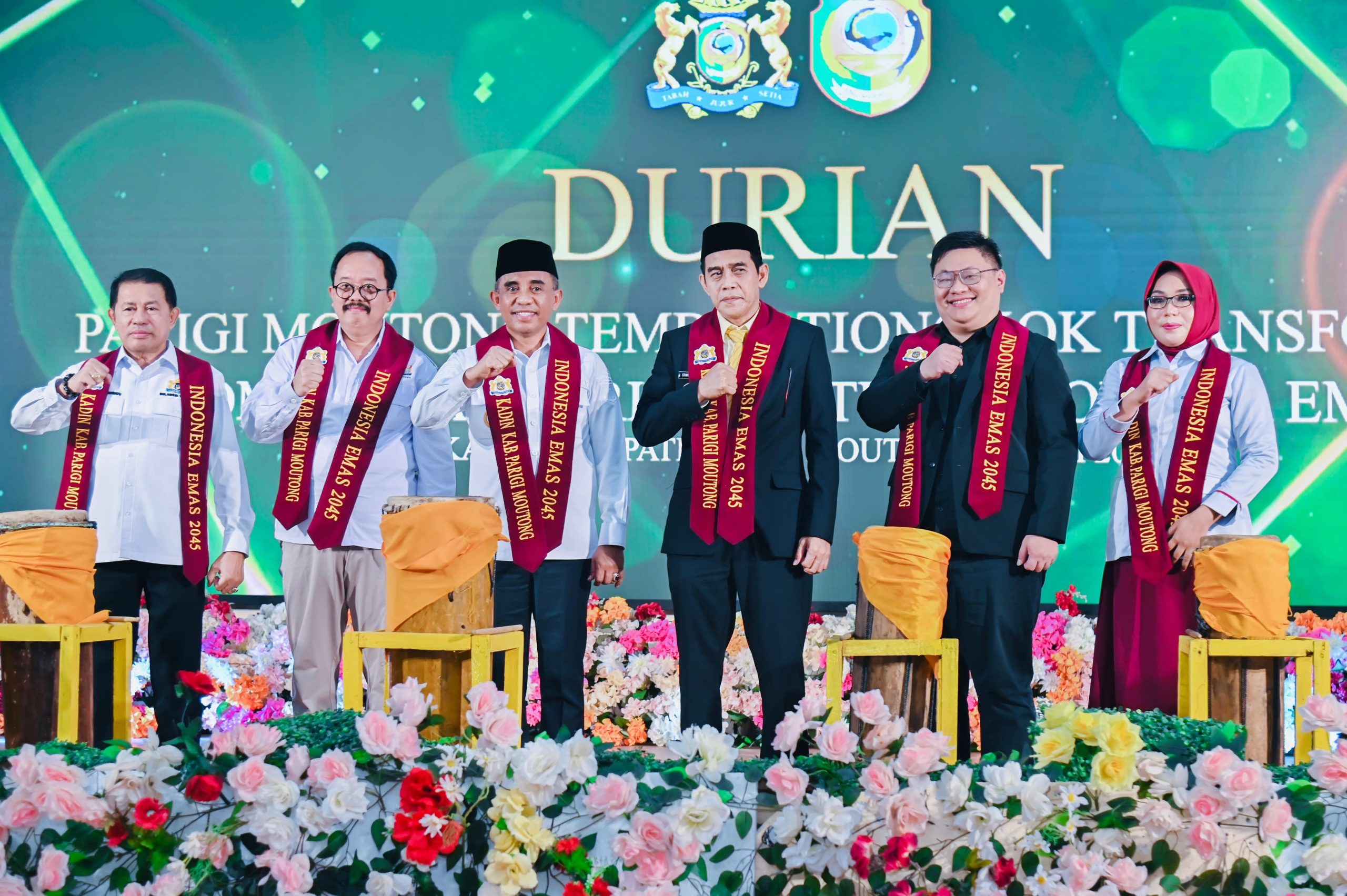 Pembukaan acara ditandai pemukulan gimba oleh Gubernur Anwar Hafid bersama Bupati Erwin Burase dan Wakil Bupati Abdul Sahid, Sekjen Asosiasi Perkebunan Durian dan Ketua KADIN Sulteng.