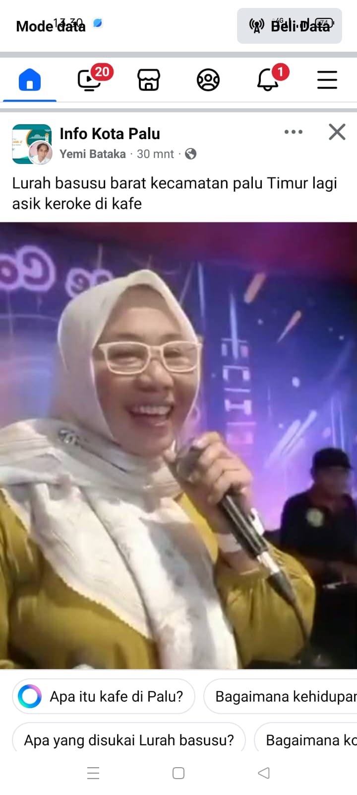 Postingan salah satu akun yang menyebut Lurah Besusu Barat tengah karaoke.