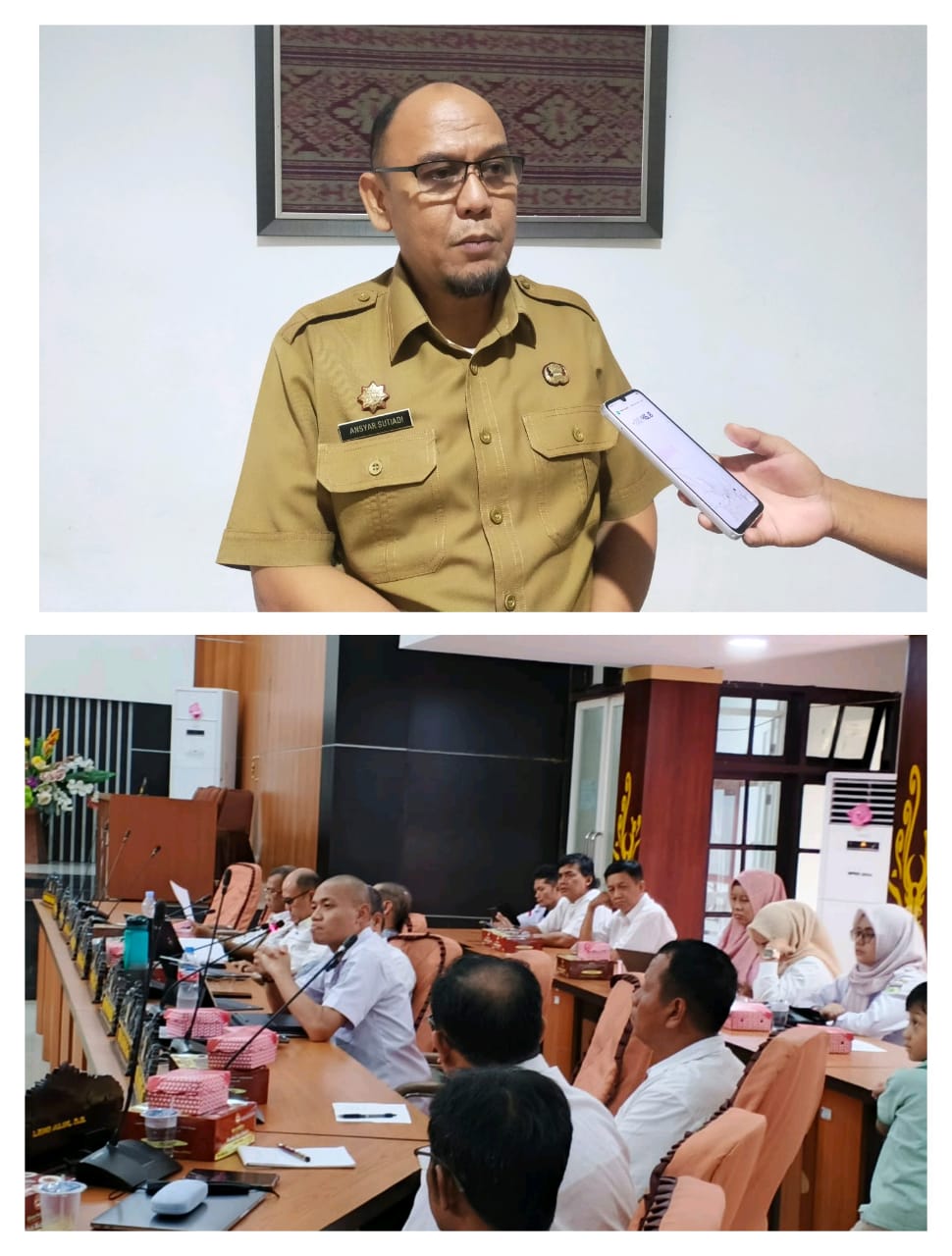 Kaban Kesbangpol Kota Palu, Ansyar Sutiadi (foto atas). Rapat Bapemperda DPRD Kota Palu (foto bawah).