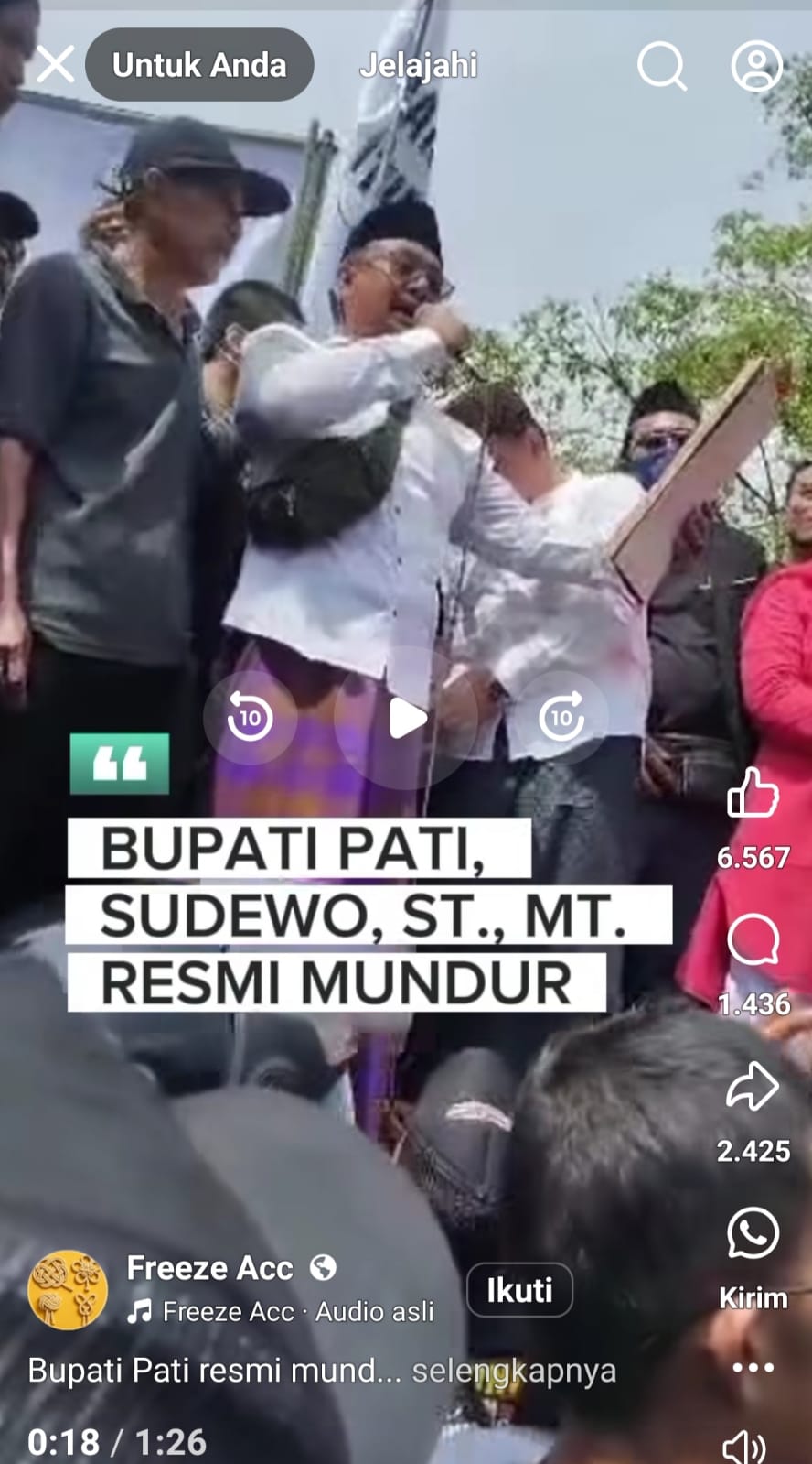 Tuntutan aksi massa Bupati Pati Sudewo mundur dari jabatannya.