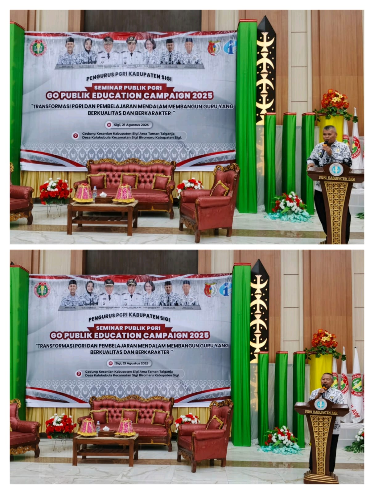 Ketua PGRI Sulteng, Syam Zaini (foto atas) dan Ketua PGRI Sigi, Irsan (foto bawah).