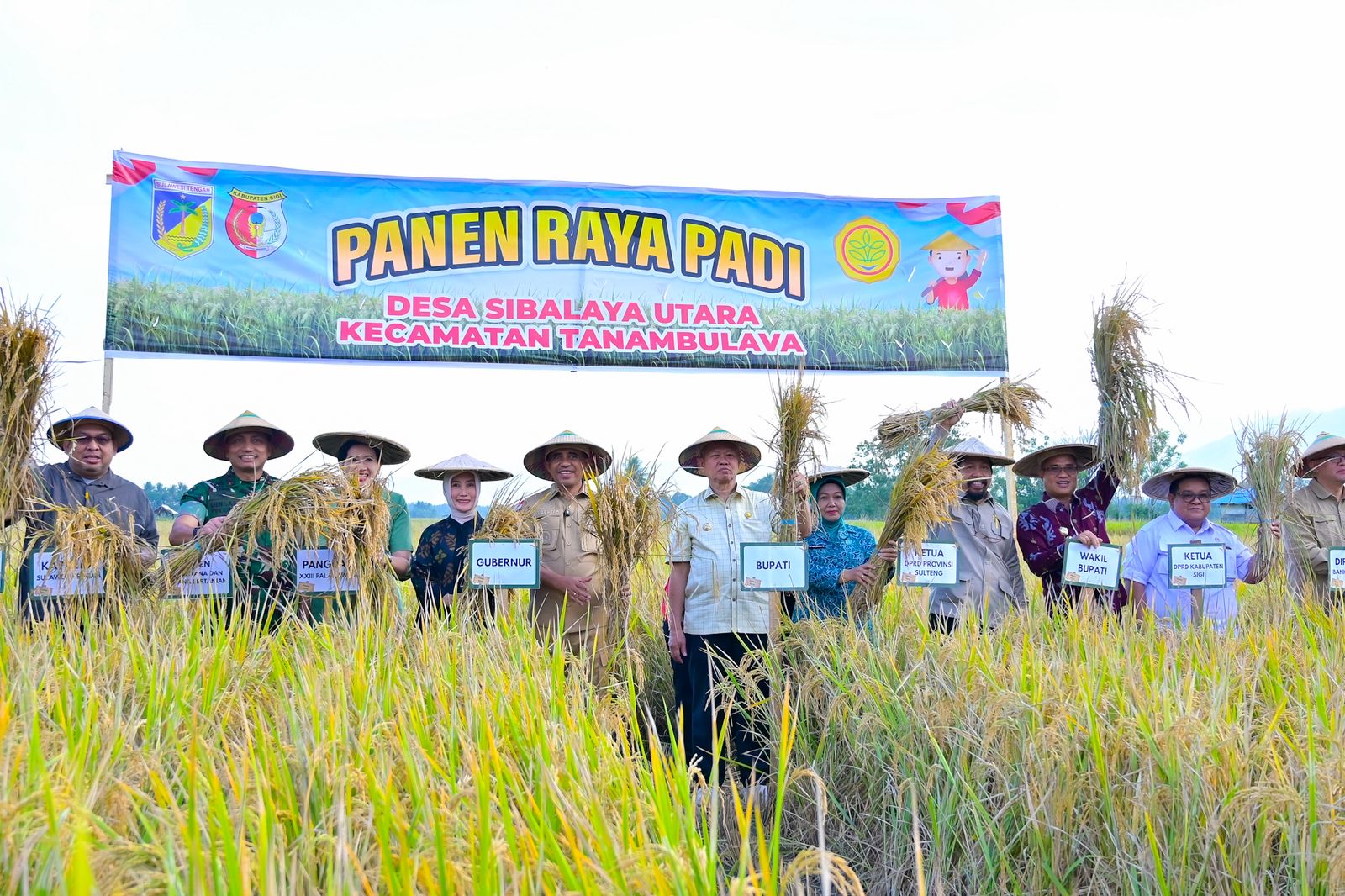 Panen raya padi perdana yang berlangsung di Desa Sibalaya Utara, Kecamatan Tanambulava, Kabupaten Sigi, Kamis (4/9/2025).