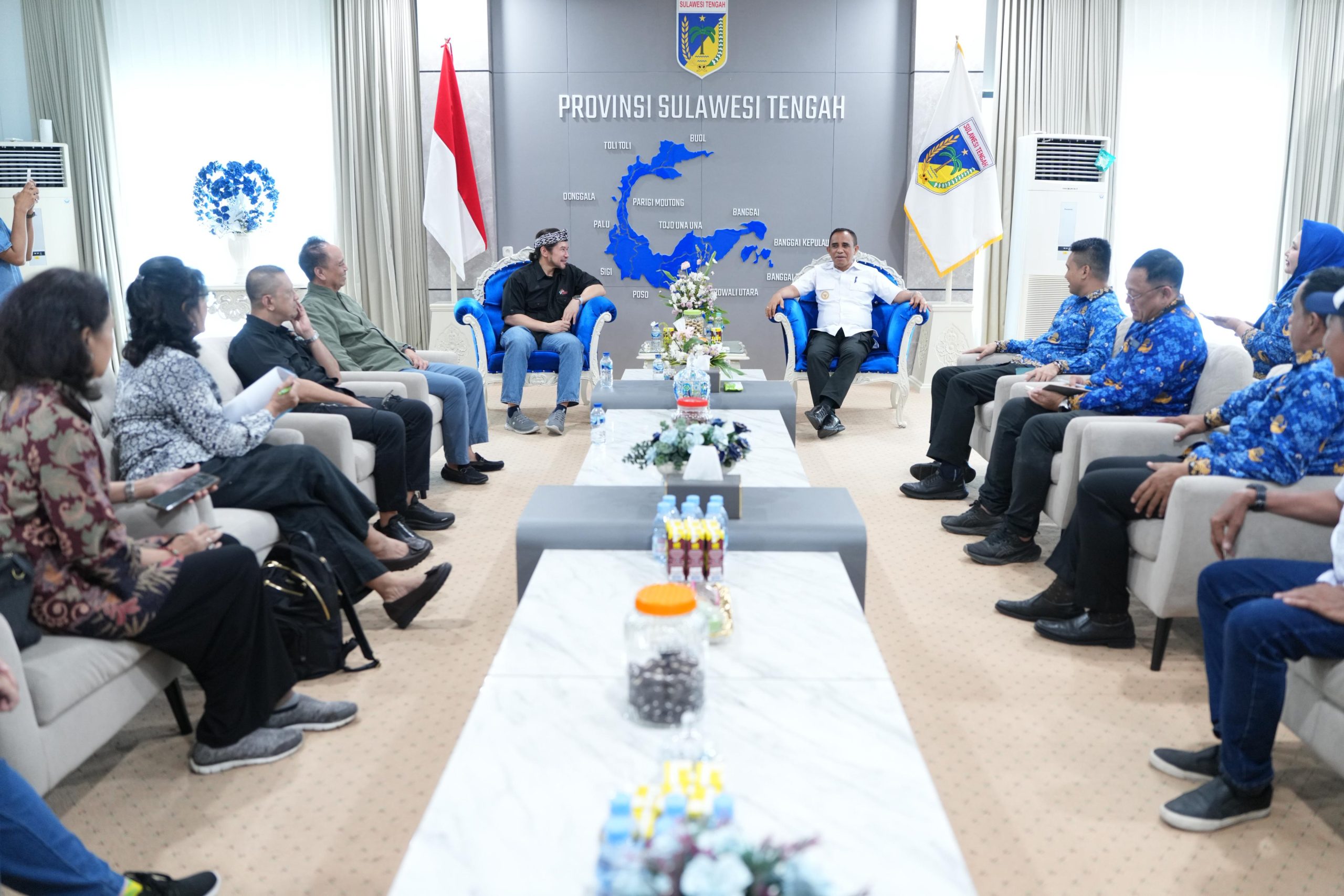 Gubernur Sulawesi Tengah, Anwar Hafid, menerima audiensi Tim Komite Olahraga Rekreasi Masyarakat Indonesia (Kormi) Pusat yang dipimpin langsung Ketua Kormi, Adil Hakim